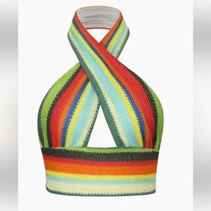 NWT MICAS Multicolored Crossover Cropped Top. Women’s Medium